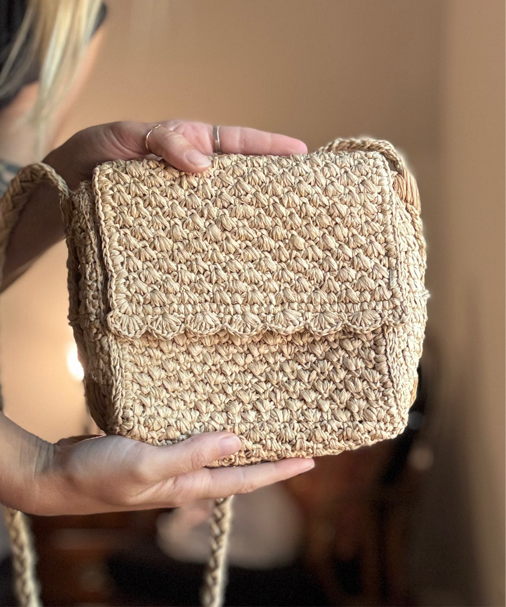 Raffia Raw Coloring Cross Body Bag