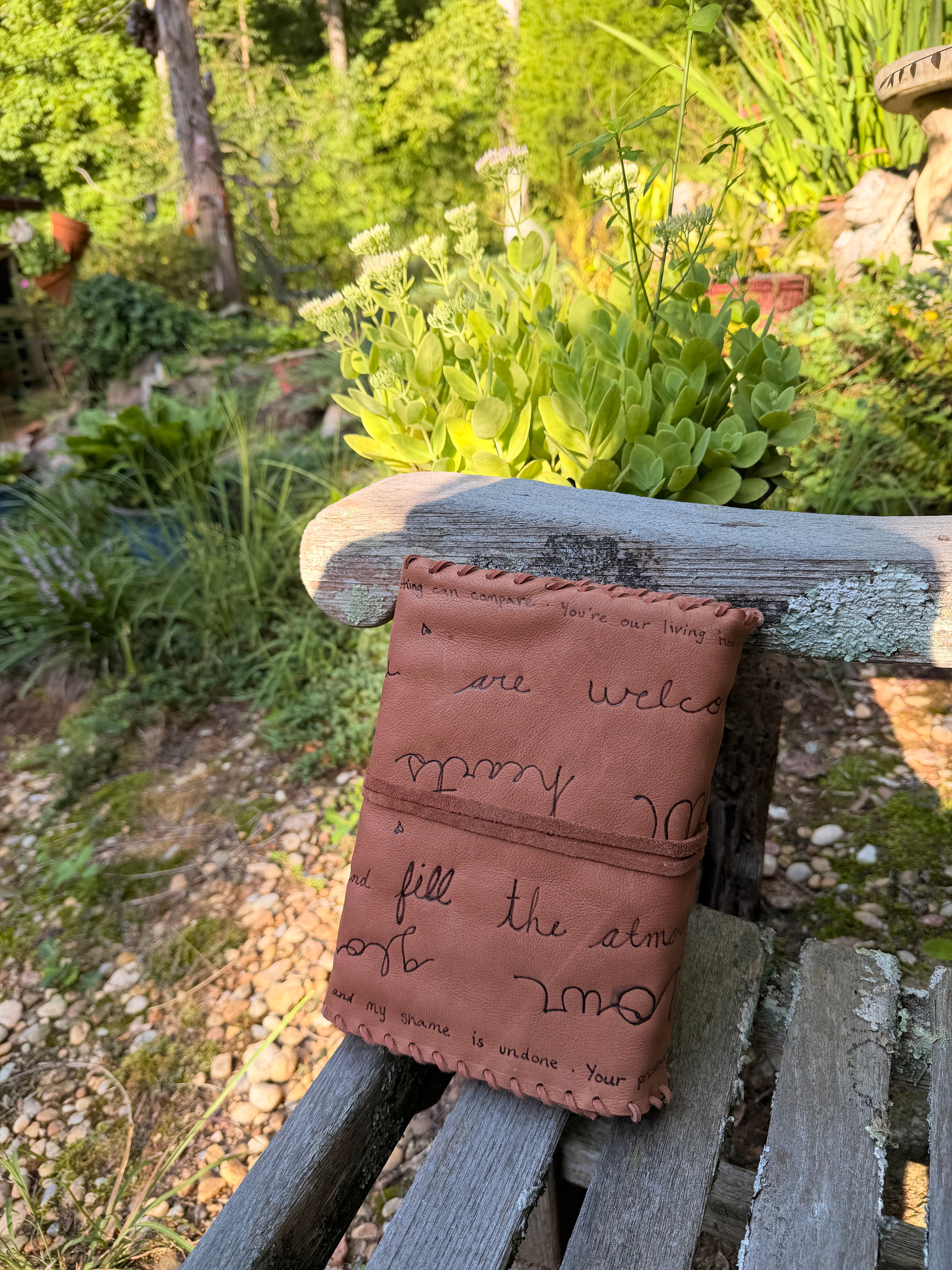 Handmade Leather Bible Cover Wrap — “Holy Spirit Lead Me”
