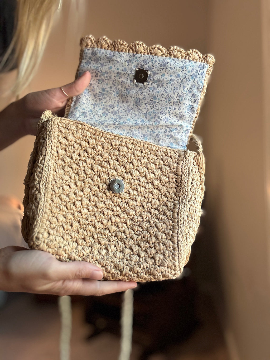 Raffia Raw Coloring Cross Body Bag