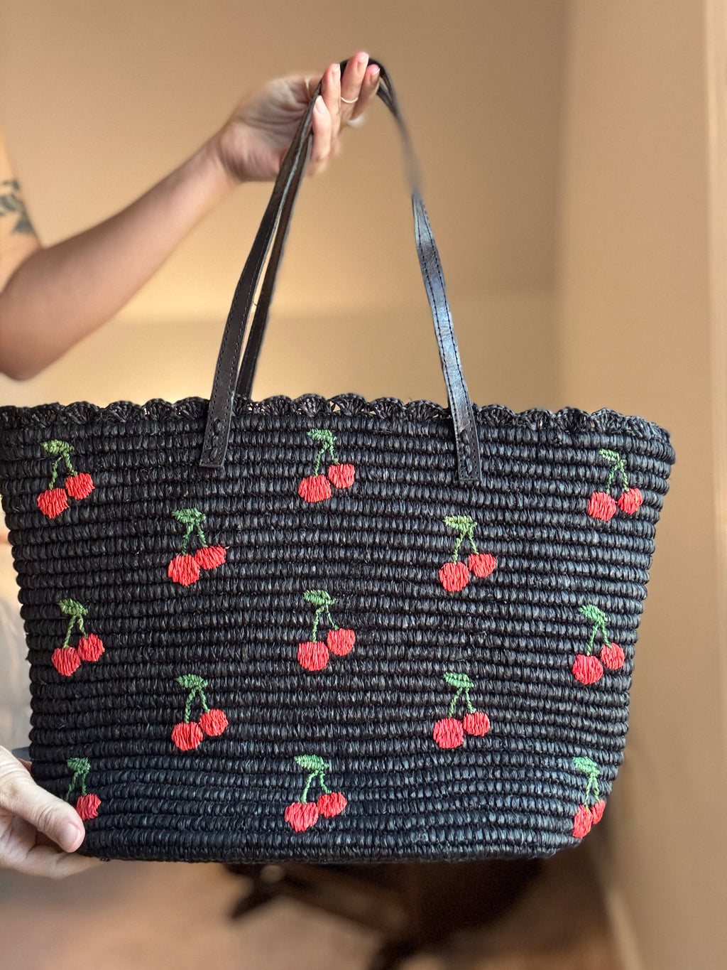 Large Raffia Hand Dyed Hand Sewn Over the Shoulder Bag