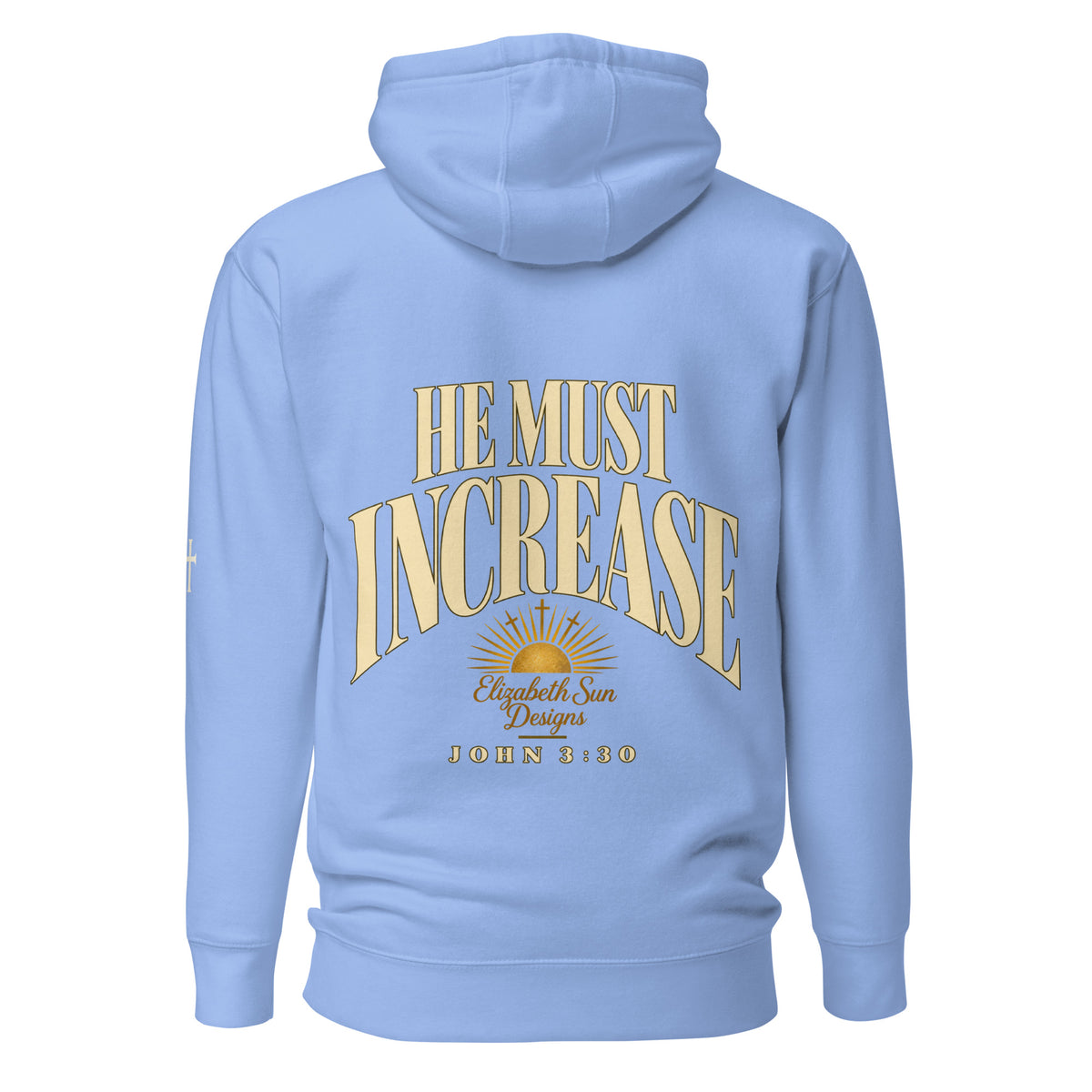 Carolina Blue John 3:30 faith apparel hoodie, back view