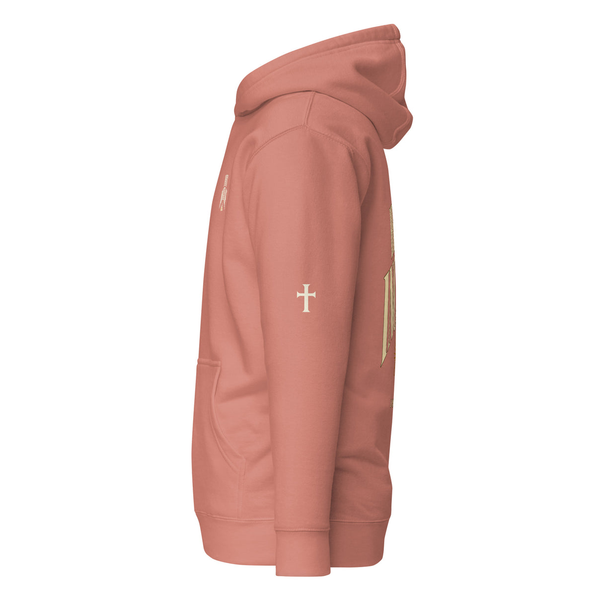 Dusty Rose John 3:30 faith apparel hoodie, left side view