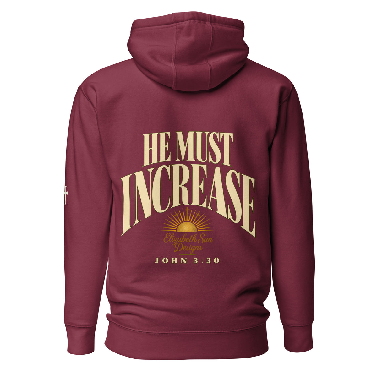 Maroon John 3:30 faith apparel hoodie, back view