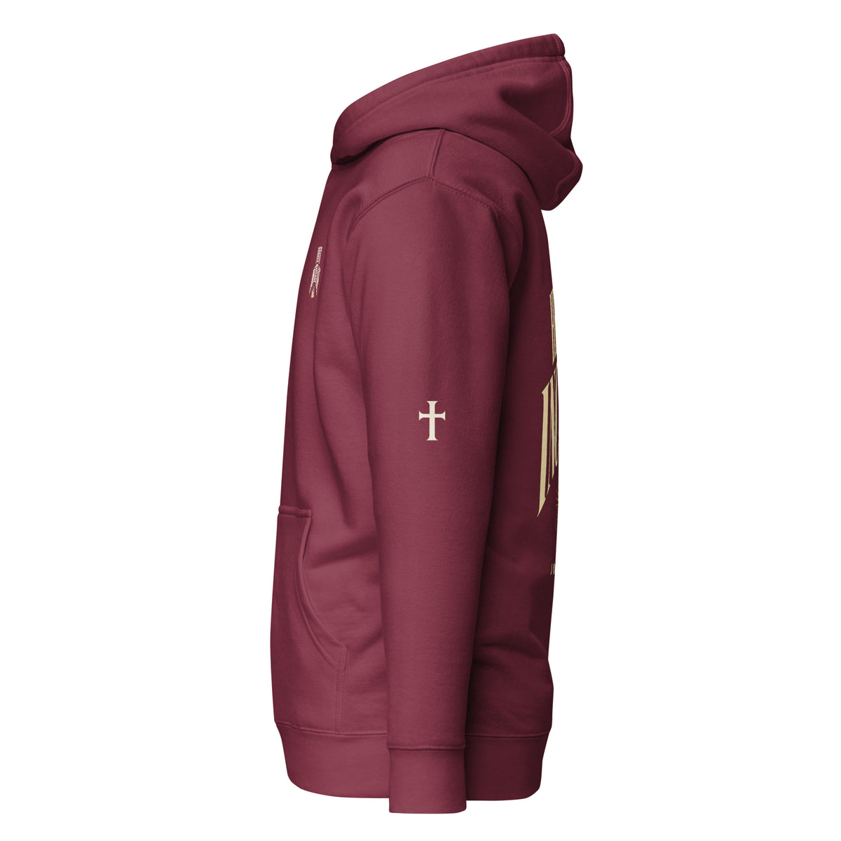 Maroon John 3:30 faith apparel hoodie, left side view