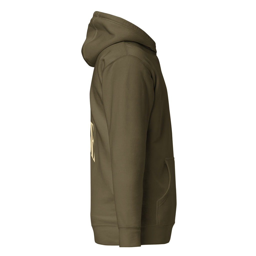Military Green John 3:30 faith apparel hoodie, right side view
