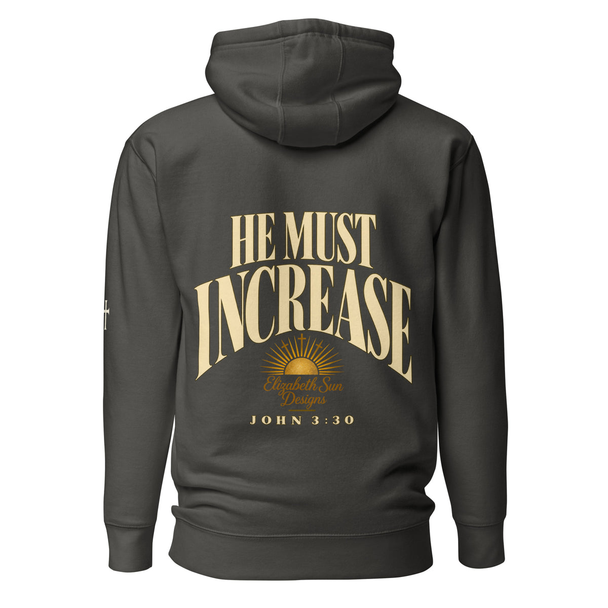 Vintage Black John 3:30 faith apparel hoodie, back view