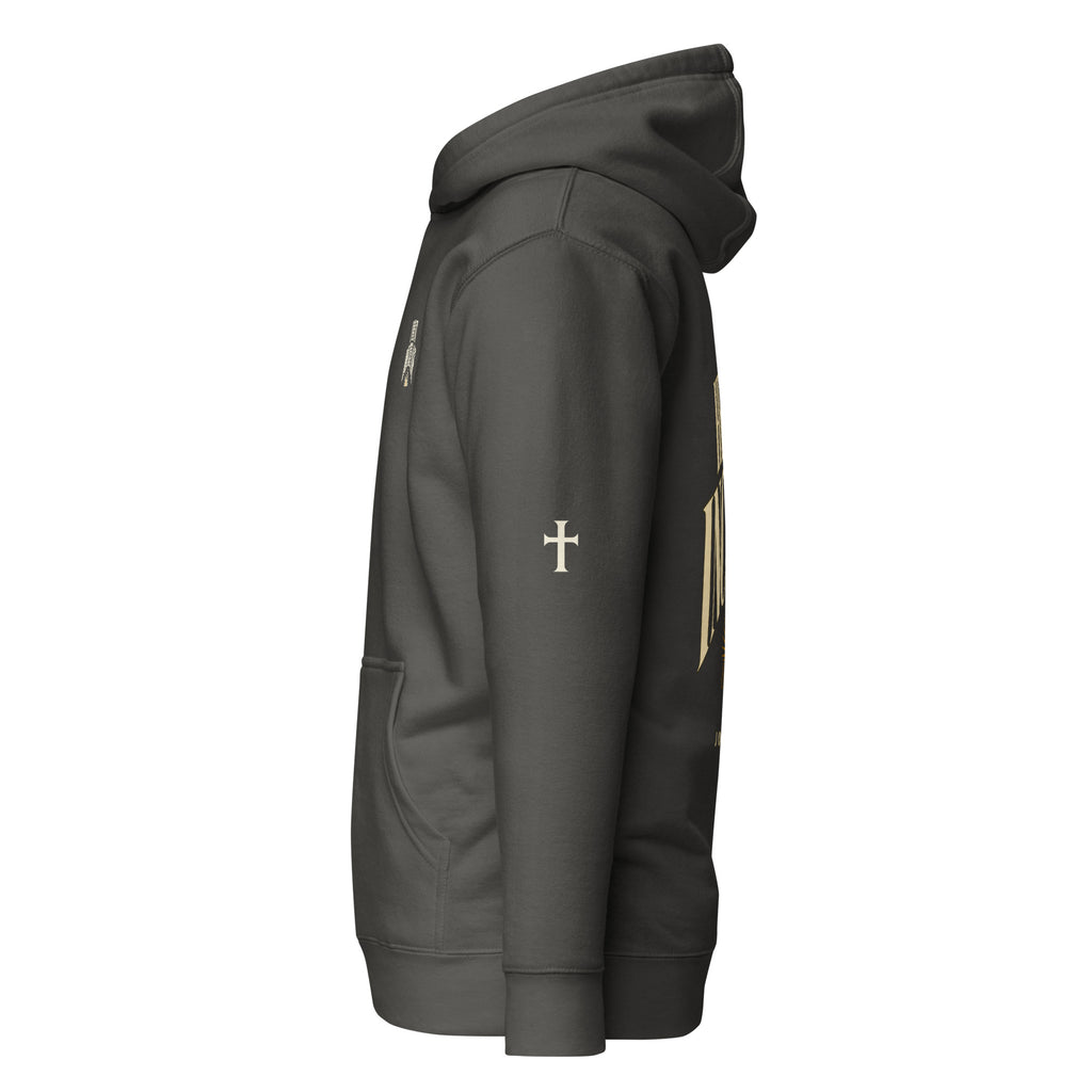 Vintage Black John 3:30 faith apparel hoodie, left side view